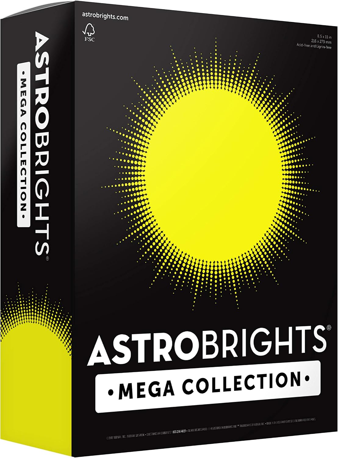Astrobrights Mega Collection, Colored Cardstock, Neon Yellow, 320 Sheets, 65 lb/176 gsm, 8.5" x 11" - MORE SHEETS! (91699)