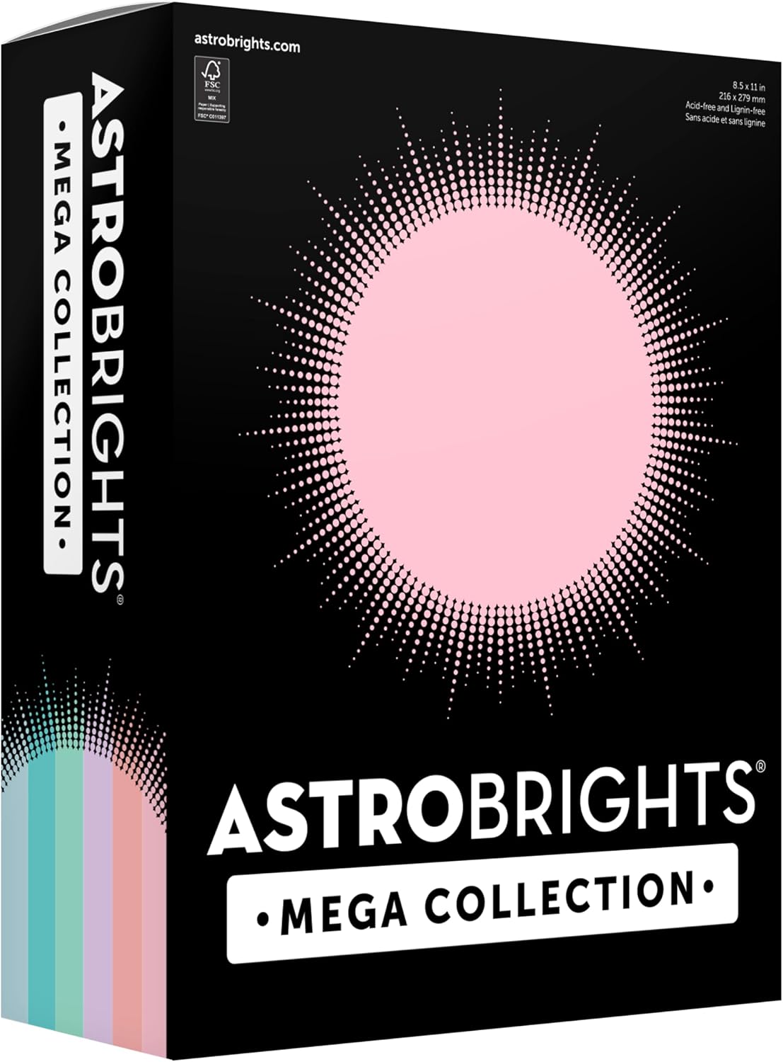 Astrobrights Mega Collection, Colored Paper, Unicorn Assortment, Expanded 6‑Colors, 624 Sheets, 24 lb/89 gsm, 8.5" x 11" - MORE COLORS, MORE SHEETS! (92061)